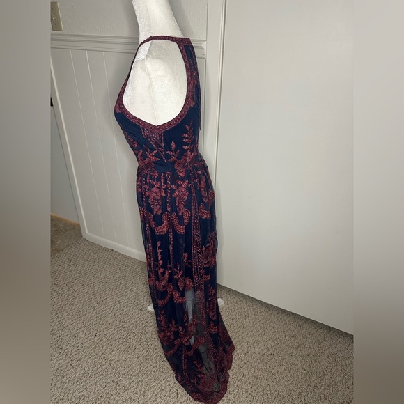 Altar'd State Blue and Red Halter Maxi Mesh dress size S - Picture 5 of 11